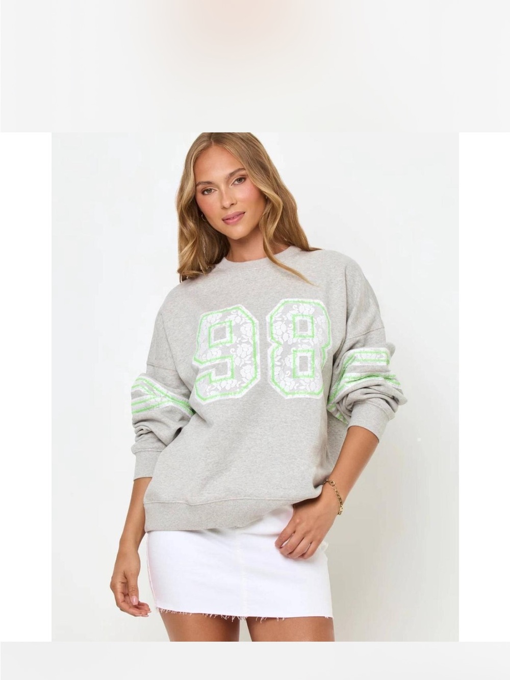 L*Space grey Legend Women's Floral '98' Graphic varsity style Sweatshirt, s